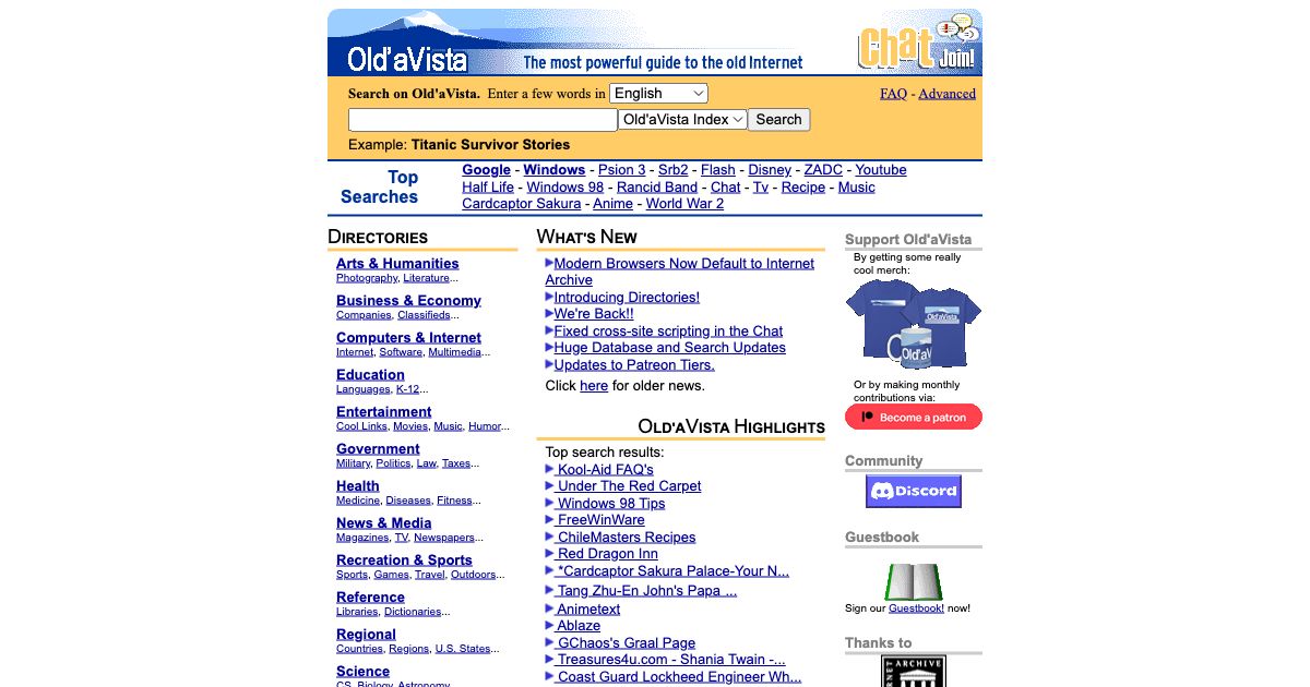 Screenshot of web page.