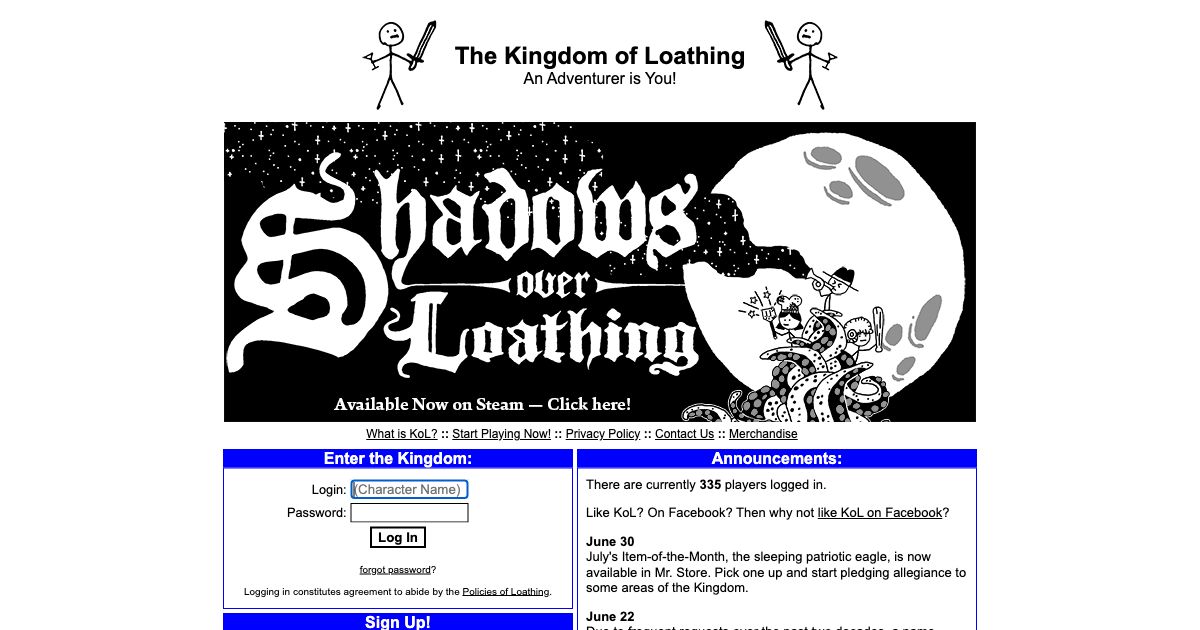 Screenshot of web page.