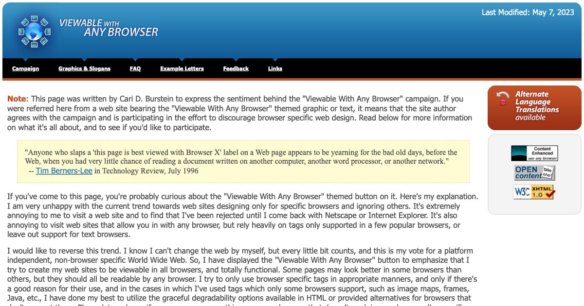 Screenshot of web page.