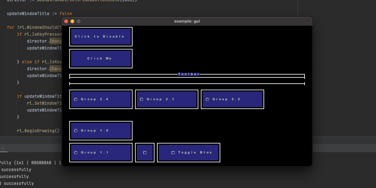 ASCII Text based interface showing a number of clickable buttons