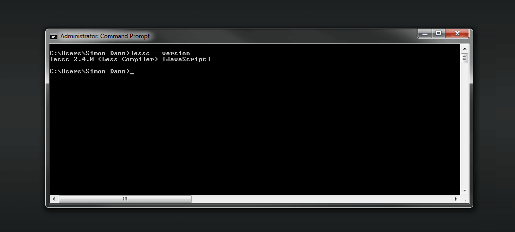 Installing lessc on windows via npm