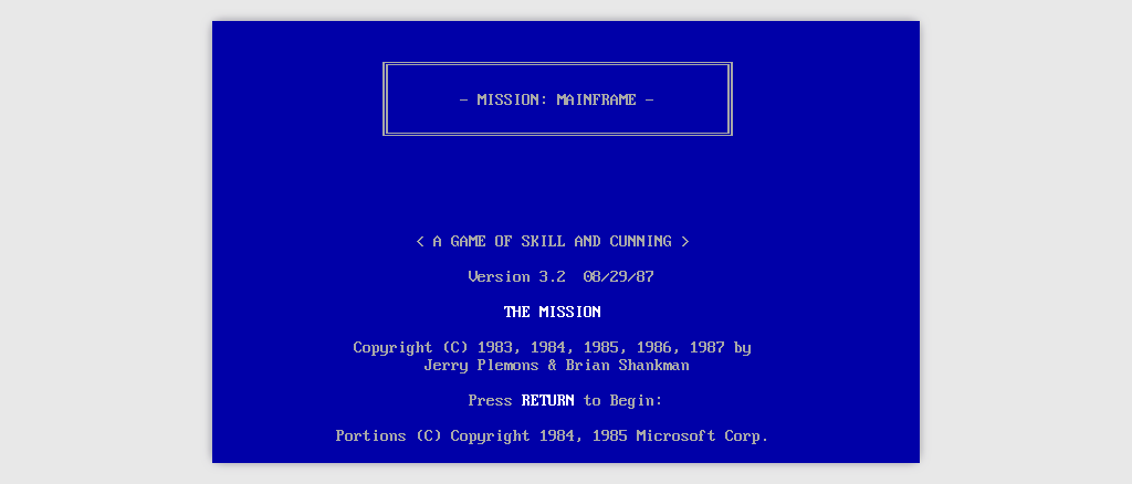 Mission Mainframe Start Up